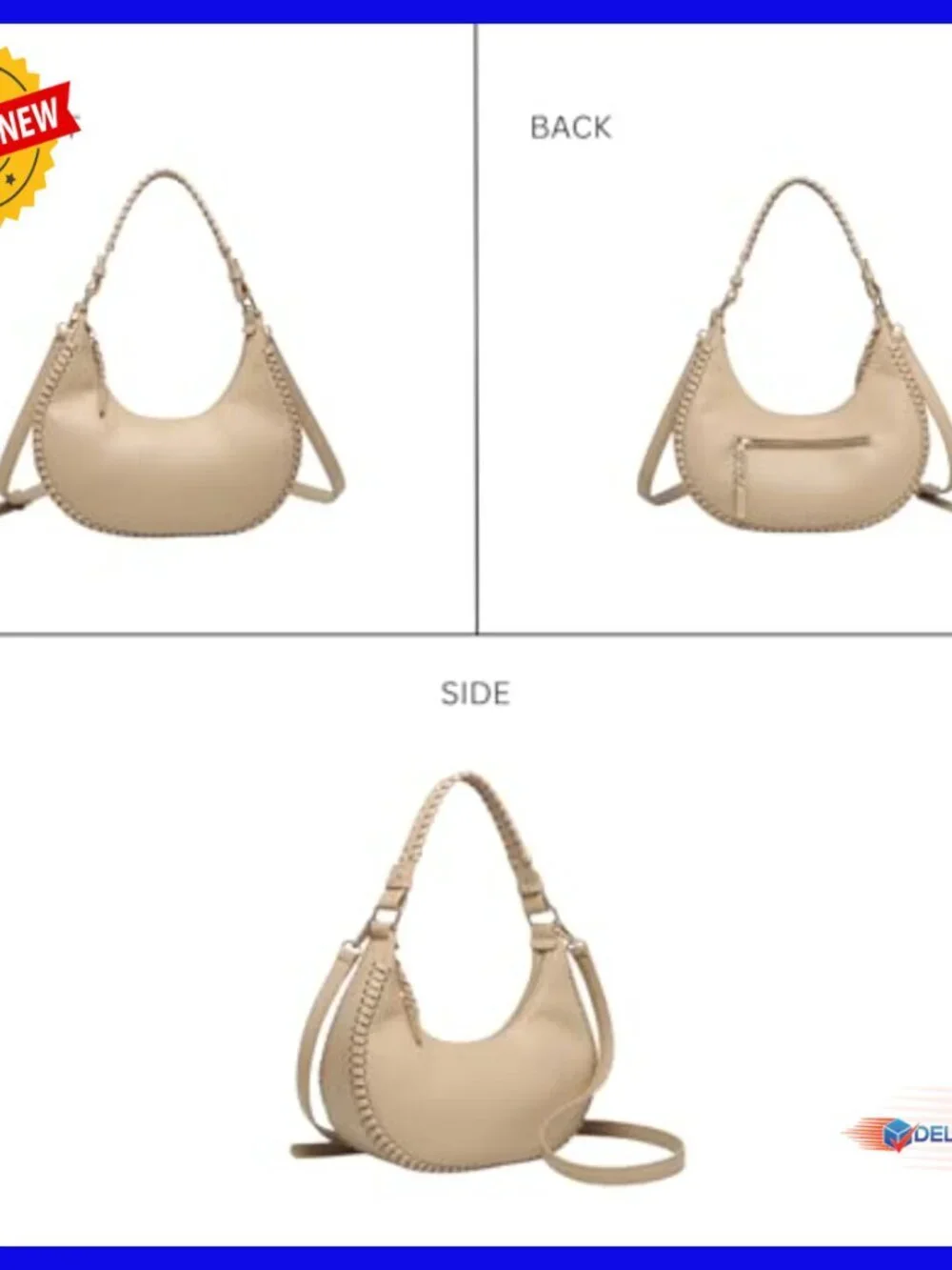 Vegan Leather Crescent Shoulder Bag Crossbody Hobo Purse Medium Size